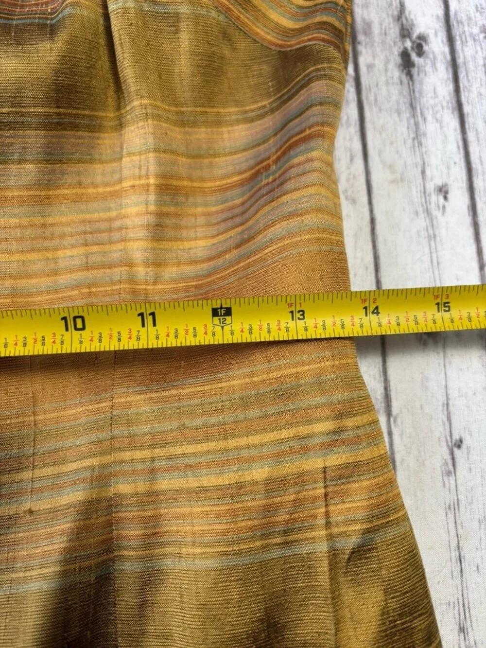 Vintage 100% Silk Green Orange Tan Overall Sheath Dress 4 Grunge Fairy - Picture 11 of 14